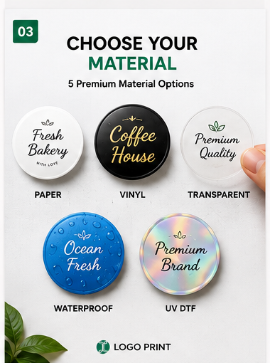 Custom Round Sticker material options